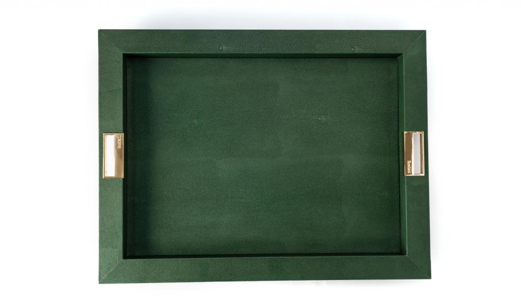 Green Leathered Tray Small