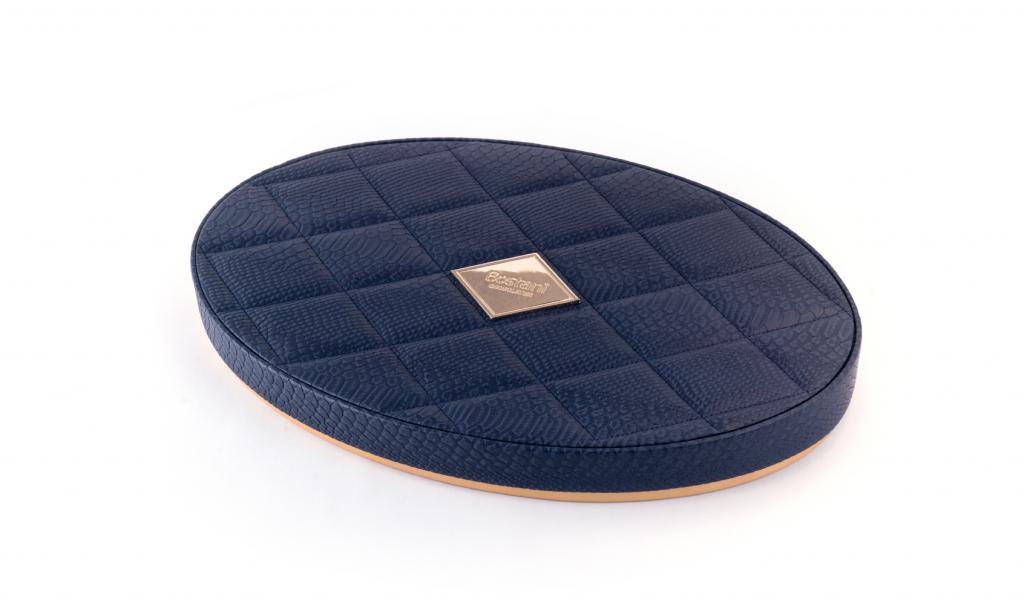 Dark Blue Oval Leathered Box Big