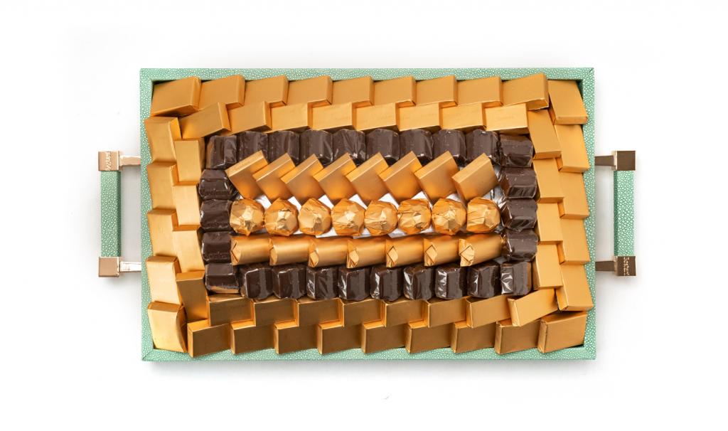 Leatherd Tray Tiffany Small Mix Chocolate