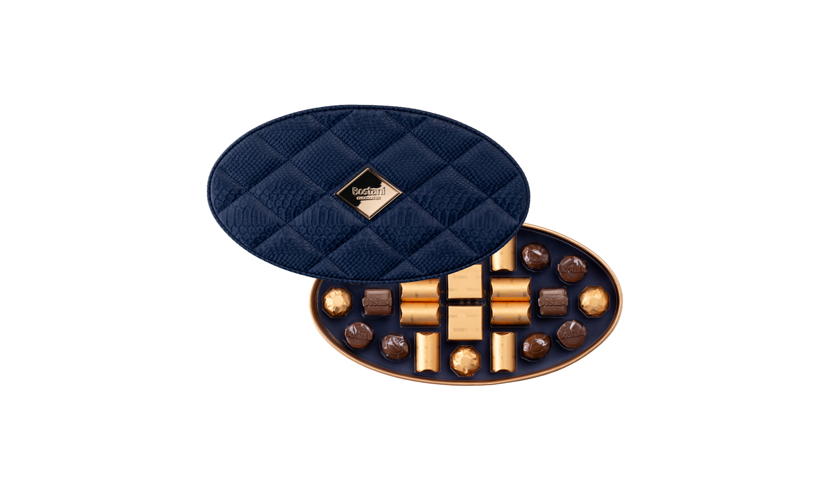 Dark Blue Oval Leathered Box Small