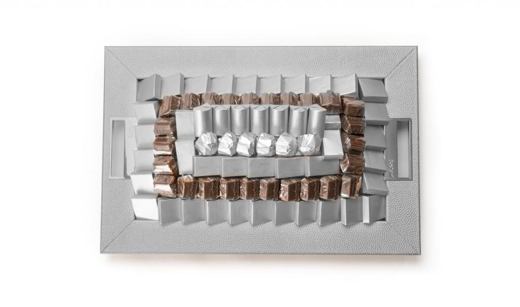 Leatherd Tray Small Silver Mix Chocolate