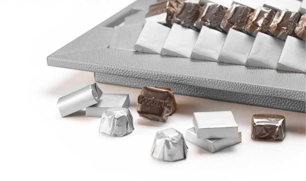 Leatherd Tray Silver Medium Mix Chocolate