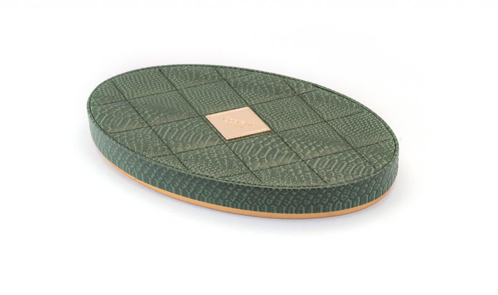 Green Oval Leathered Box Small