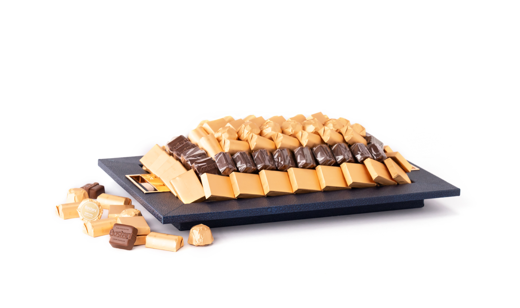 Leatherd Tray Small Dark Blue Mix Chocolate