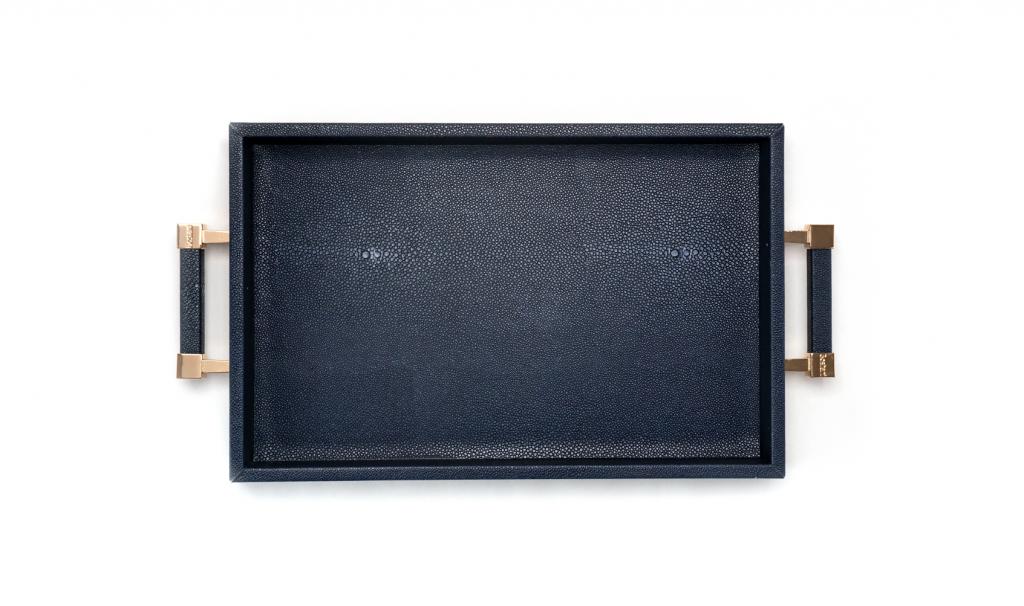 Congratulations Leathered Dark Blue Tray Medium