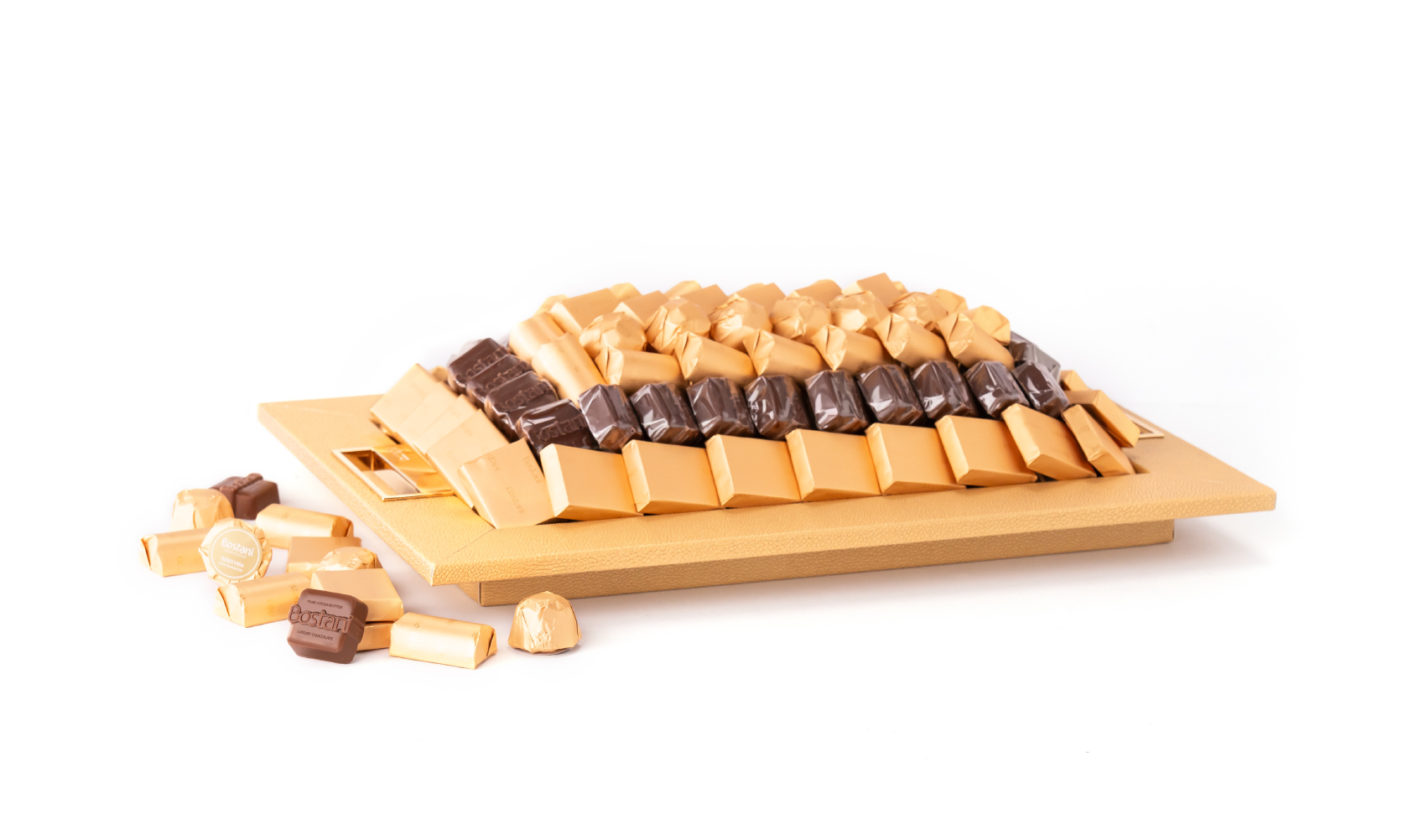 Leatherd Tray Gold Small Mix Chocolate